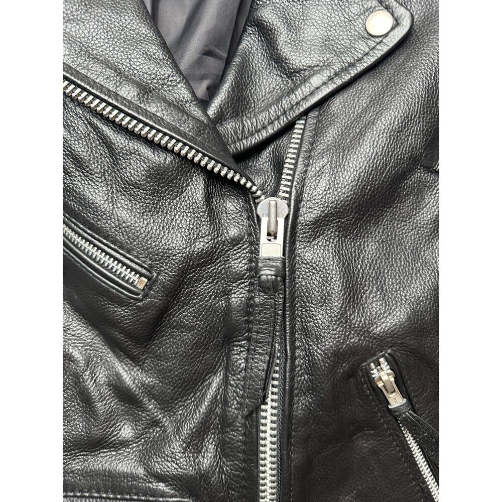 Carrie Hoxton Black Leather Moto Biker Jacket Women’s 14 Belted Zip - Picture 4 of 15